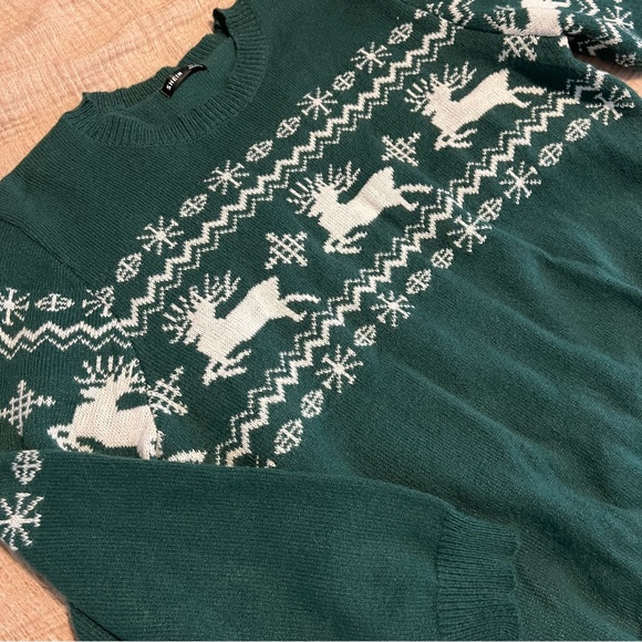 Green Christmas Reindeer Sweater - Picture 1 of 3